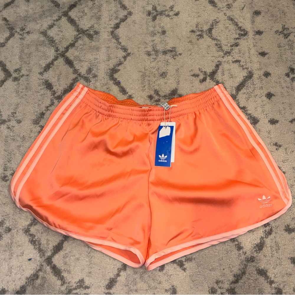 adidas Women's Athletic Shorts Coral with Light Pink Trim